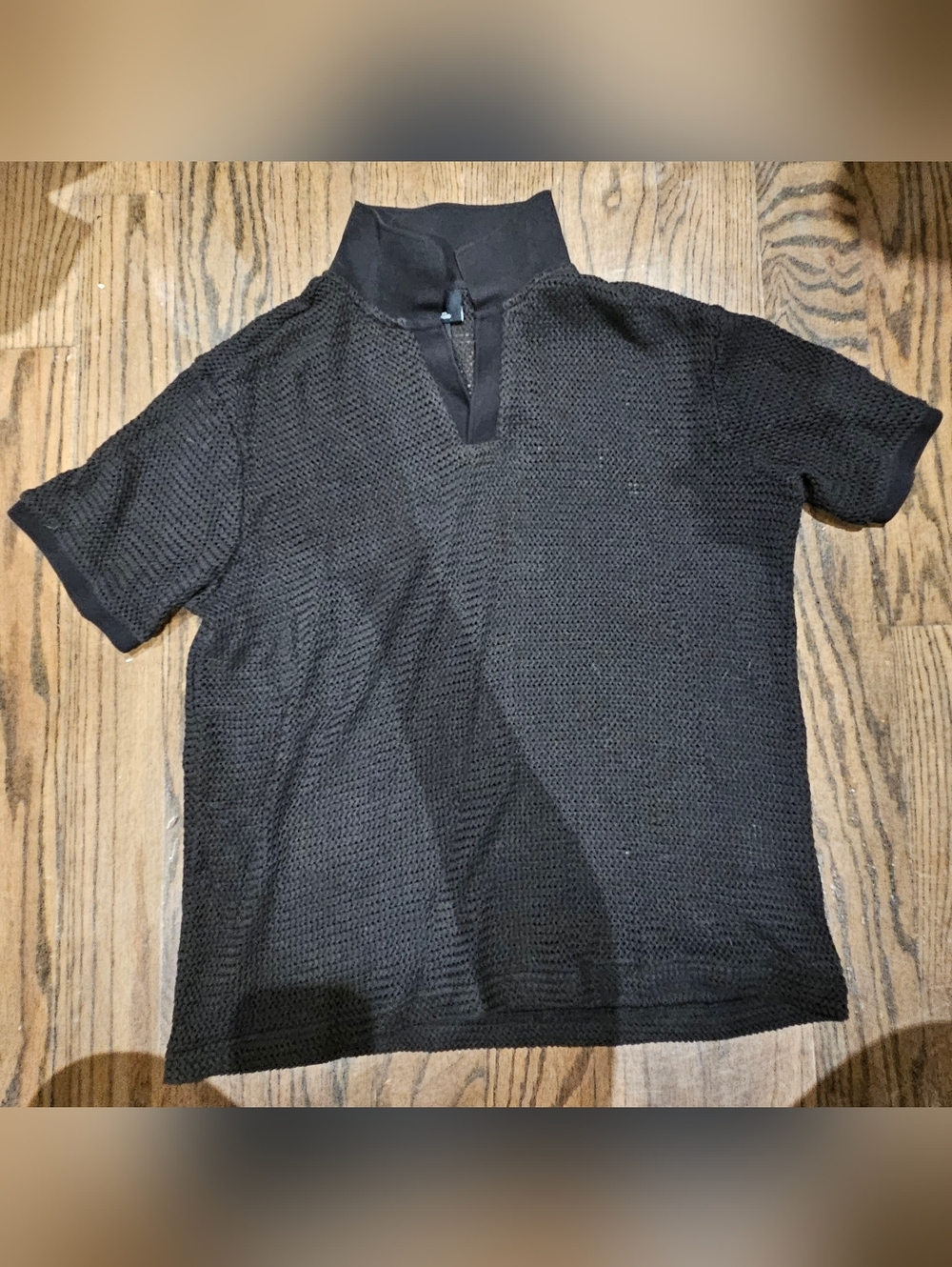 H&M Black Short-Sleeve Knit Polo